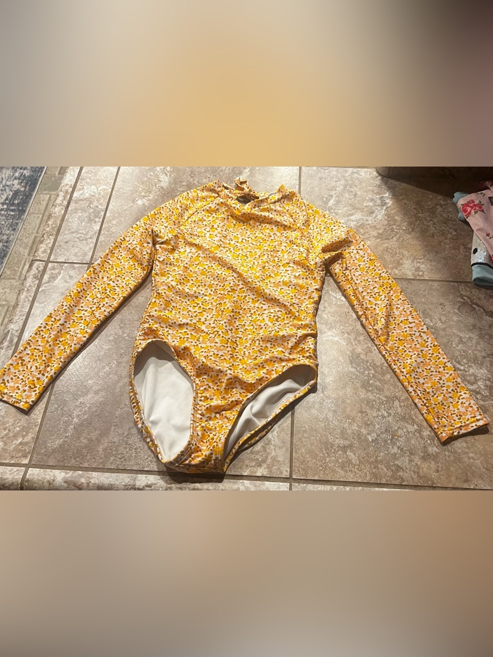 art class Yellow Floral Long-Sleeve One-Piece Bodysuit
